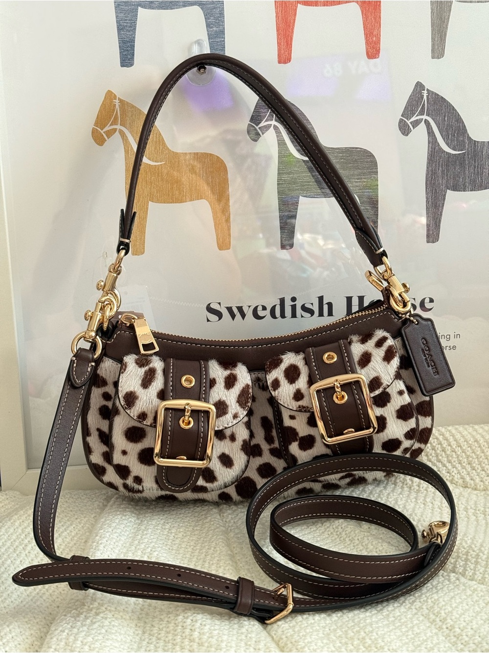 Coach Ashton Shoulder Bag In Haircalf Im/Dark Brown Chalk ces67 - Picture 2 of 10